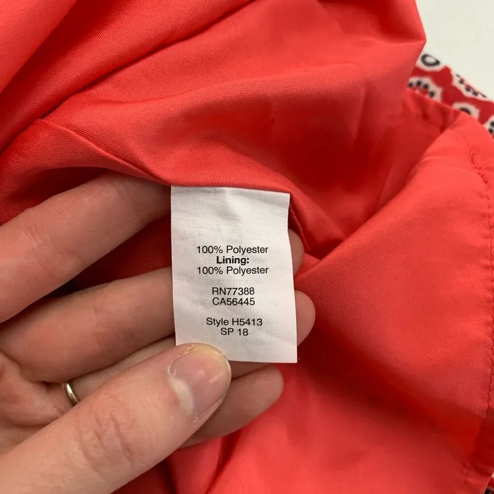J Crew Ruffle Hem Dress Womens 0 Red Printed Spaghetti Drop Waist Knee Length